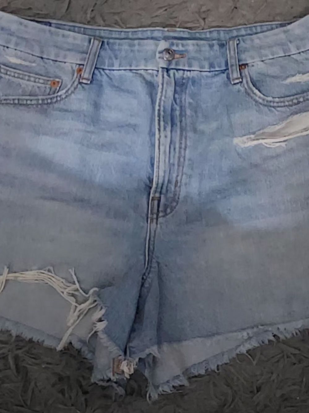 Light Wash Distressed Denim Shorts - Women